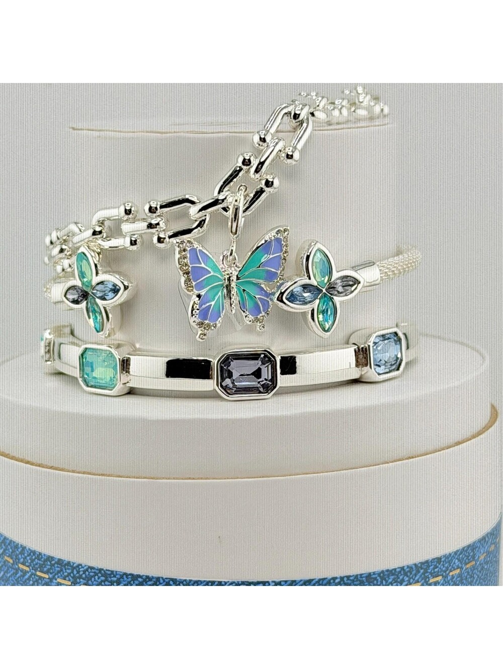 Bomb Party Spring Stacks "Blue Monarch Dreams" ST85015 Butterfly Clover Silver